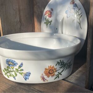 French Vintage Cordon Bleu BIA Porcelain Oval Covered Casserole 2qt.